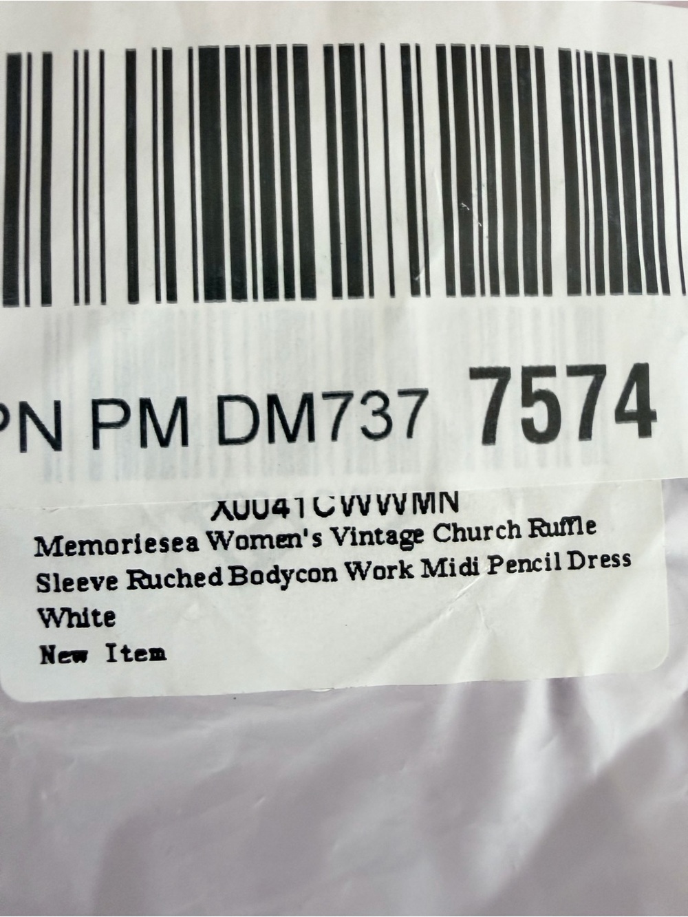NWT Memoriesea Vintage Inspired Ruffle Sleeve Ruched Bodycon White Dress, XL - Picture 9 of 10